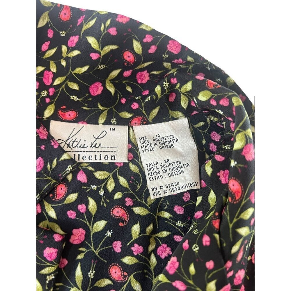 Kathie Lee Women's Long Floral Black Dress - Picture 4 of 6